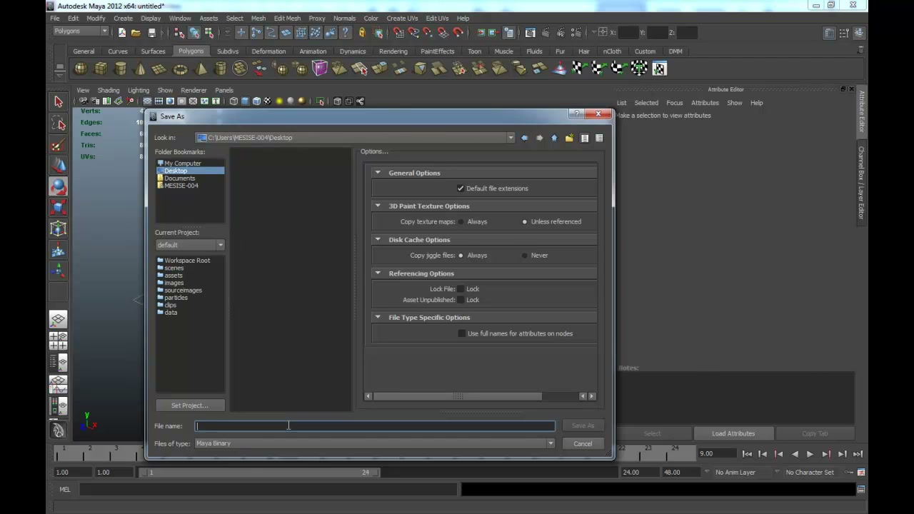 MESISE STUDIO - การเปิดไฟล์มายา2012ในมายา2009 - ตัวอย่างหน้าจอระหว่างเตรียมงานหรือเลือกส่วนที่ต้องปรับแต่งในวิดีโอ