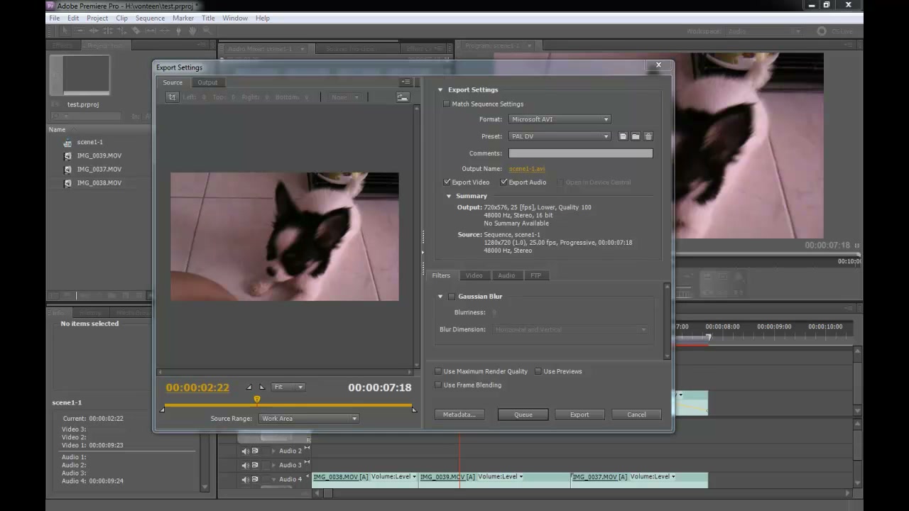 การ Export ใน Premiere Pro - ตัวอย่างหน้าจอระหว่างเตรียมงานหรือเลือกส่วนที่ต้องปรับแต่งในวิดีโอ