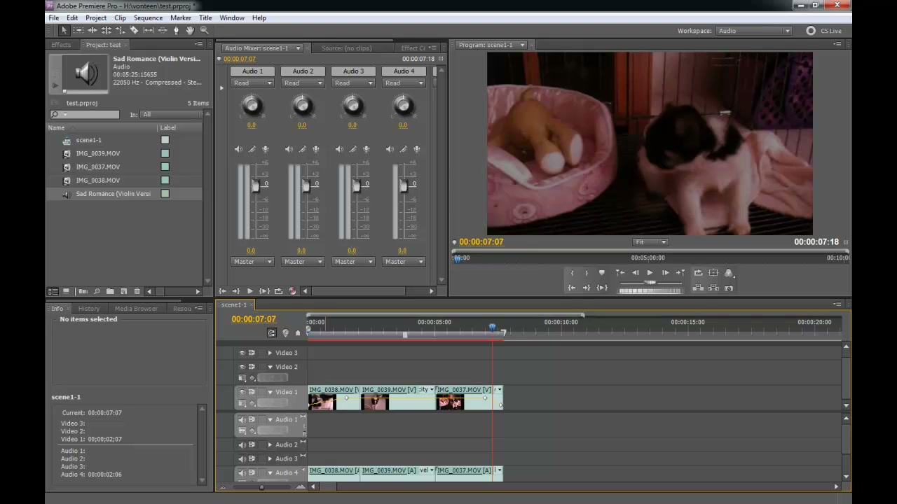 การยืดVDOในPremiere Pro - ภาพช่วงเริ่มต้นของบทเรียน ใช้ดูบริบทของโปรเจกต์และหน้าจอโปรแกรมก่อนลงมือทำ