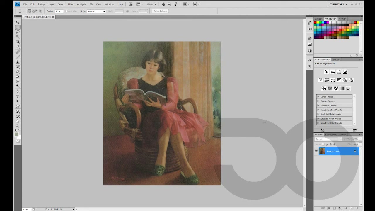 MESISE STUDIO - PHOTOSHOP Curve - ภาพช่วงเริ่มต้นของบทเรียน ใช้ดูบริบทของโปรเจกต์และหน้าจอโปรแกรมก่อนลงมือทำ