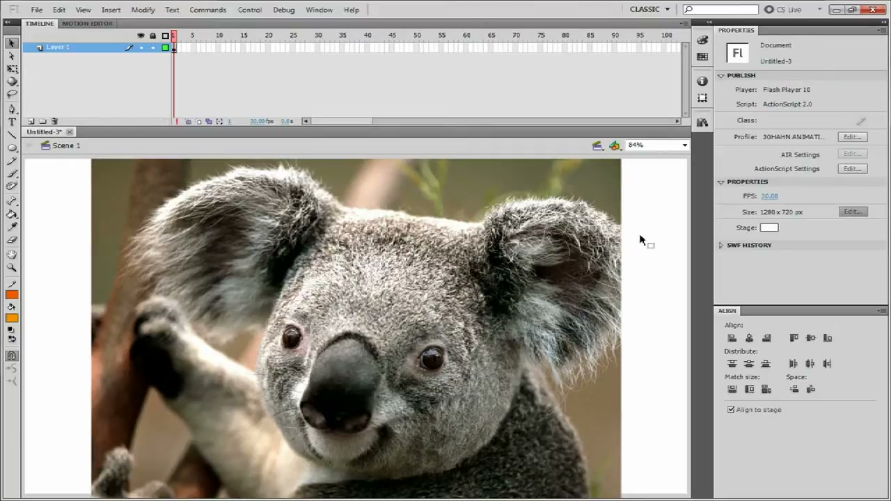 MESISE STUDIO - flash basic mask - ภาพช่วงเริ่มต้นของบทเรียน ใช้ดูบริบทของโปรเจกต์และหน้าจอโปรแกรมก่อนลงมือทำ