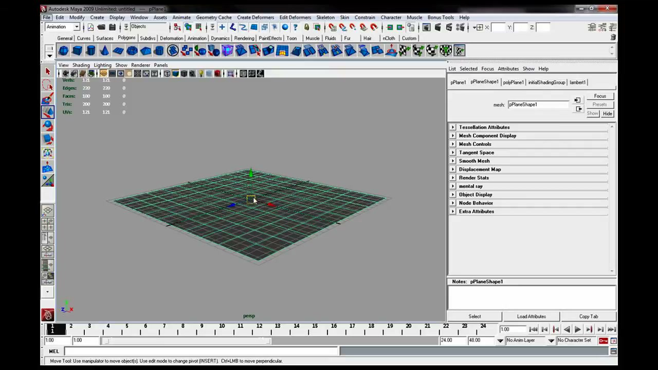 MESISE STUDIO ควบคุมผ้าให้เคลื่อนไหว MAYA - ภาพช่วงเริ่มต้นของบทเรียน ใช้ดูบริบทของโปรเจกต์และหน้าจอโปรแกรมก่อนลงมือทำ