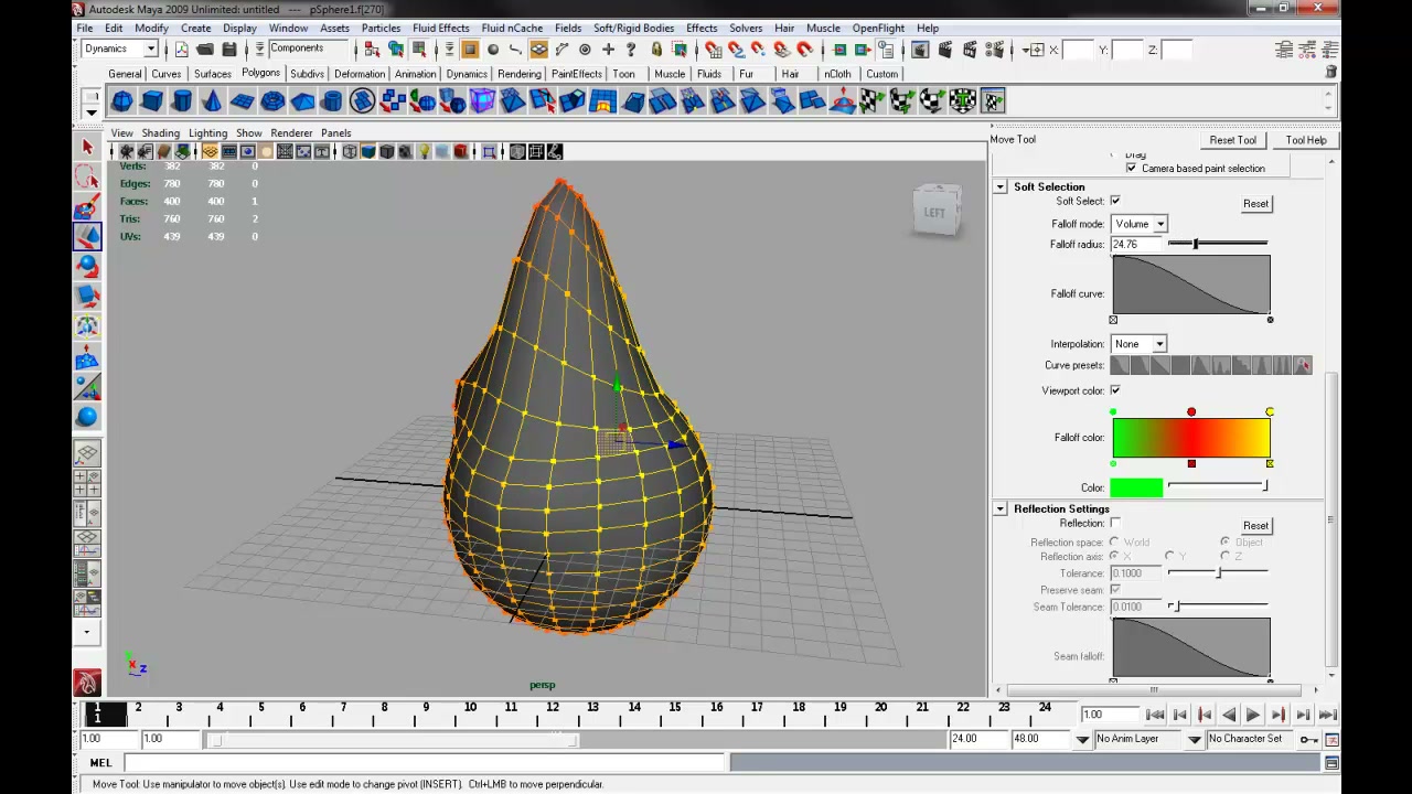 MESISE STUDIO - soft selection in MAYA - ภาพช่วงตรวจผลลัพธ์หรือเตรียมนำงานไปใช้งานต่อหลังทำตามขั้นตอนเสร็จ