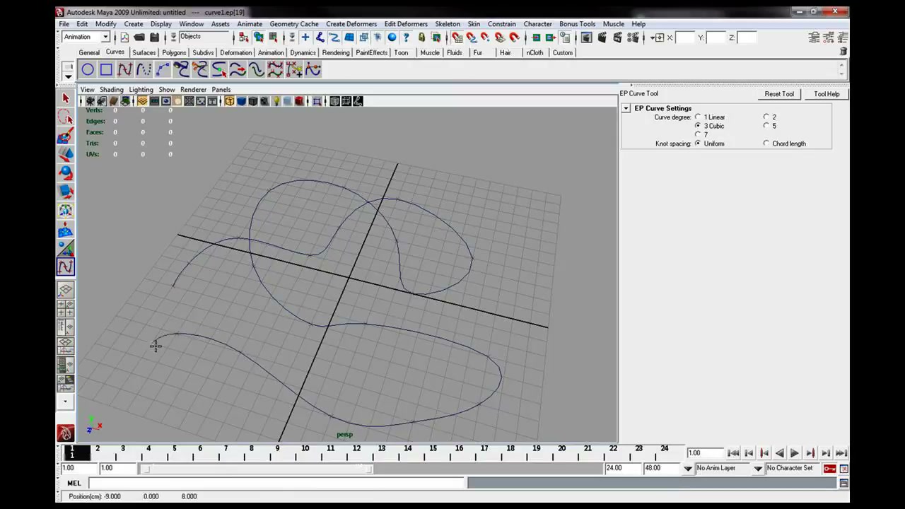MESISE STUDIO วัตถุวิ่งตามเส้นใน MAYA - ภาพช่วงเริ่มต้นของบทเรียน ใช้ดูบริบทของโปรเจกต์และหน้าจอโปรแกรมก่อนลงมือทำ