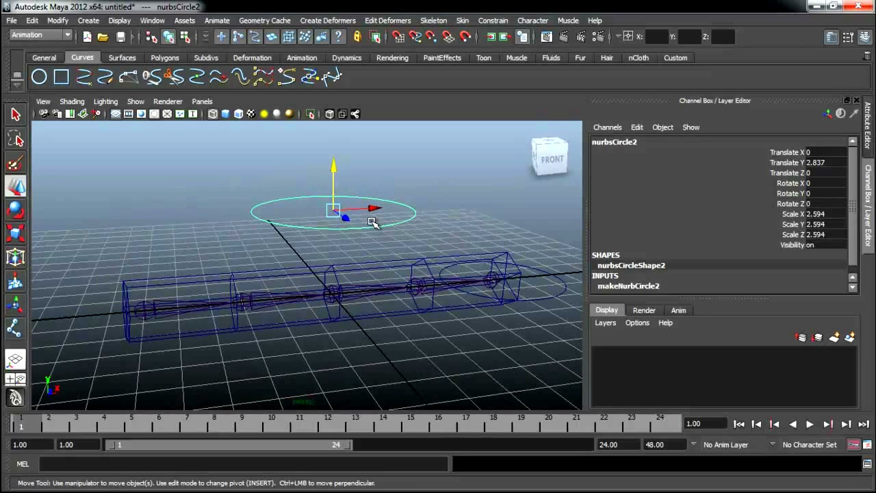 สอนมายา Poel vector MAYA 2012 - ภาพช่วงเริ่มต้นของบทเรียน ใช้ดูบริบทของโปรเจกต์และหน้าจอโปรแกรมก่อนลงมือทำ