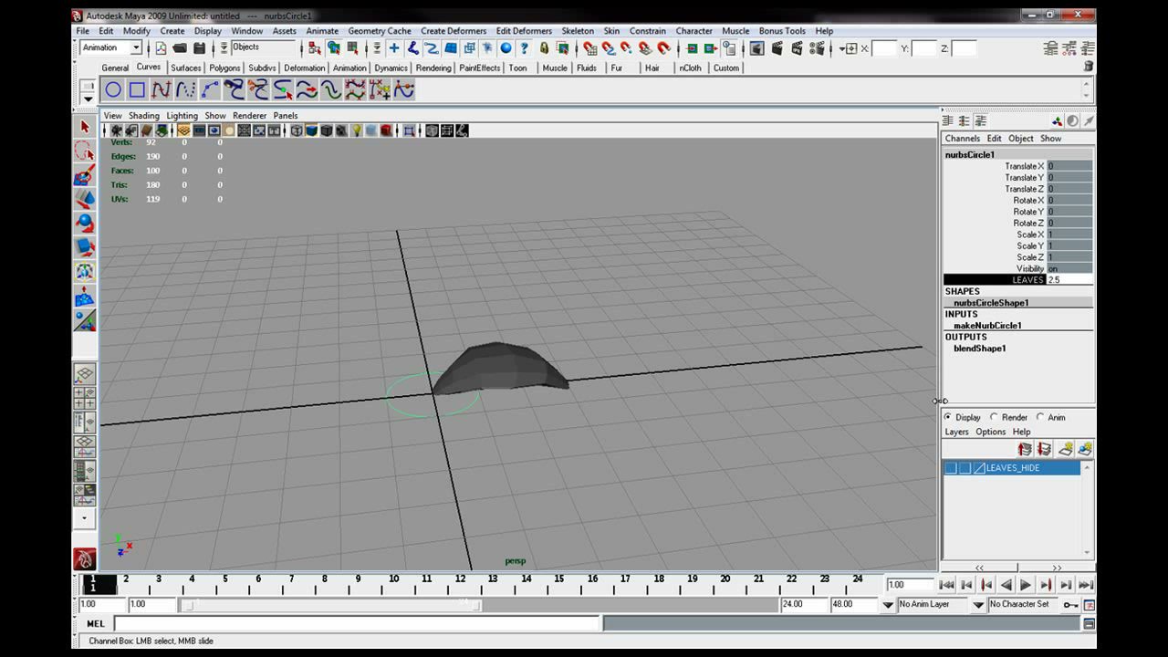 MESISE STUDIO - ทำใบไม้งอกใน MAYA 1/2 - ภาพช่วงเริ่มต้นของบทเรียน ใช้ดูบริบทของโปรเจกต์และหน้าจอโปรแกรมก่อนลงมือทำ