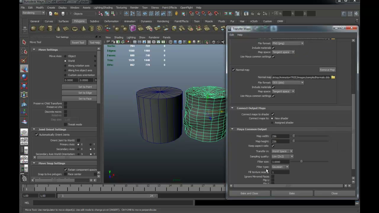 Normal map in maya - ภาพประกอบช่วงลงมือทำขั้นตอนหลักของบทเรียน เพื่อให้เห็นเครื่องมือและตำแหน่งที่ใช้งาน