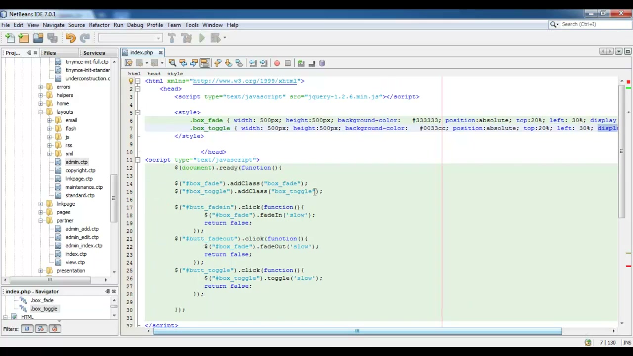 MESISE STUDIO - jquery basic 3 - ตัวอย่างหน้าจอระหว่างเตรียมงานหรือเลือกส่วนที่ต้องปรับแต่งในวิดีโอ