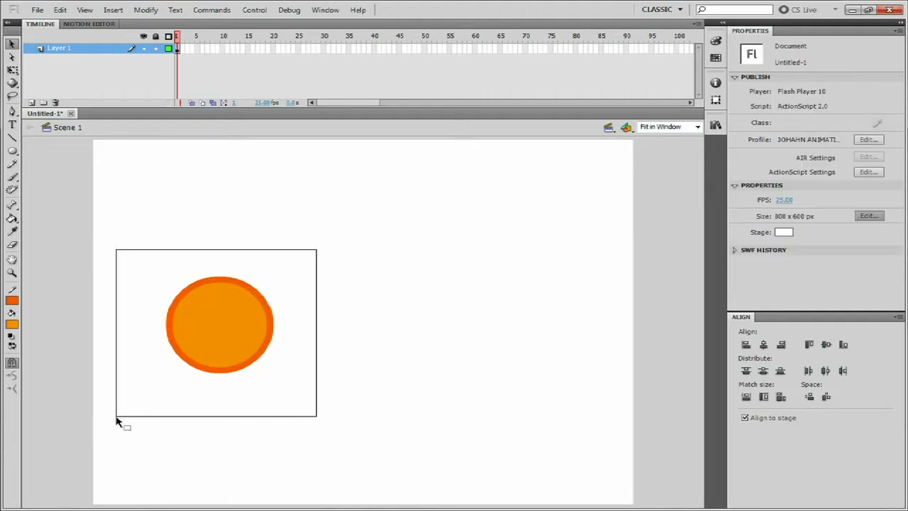 MESISE STUDIO - flash basic 3 - ภาพช่วงเริ่มต้นของบทเรียน ใช้ดูบริบทของโปรเจกต์และหน้าจอโปรแกรมก่อนลงมือทำ