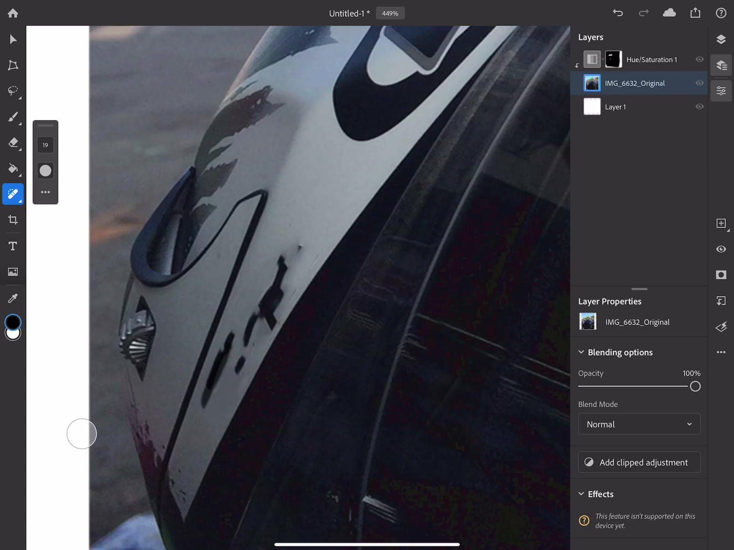 รีวิว Adobe Photoshop iPad - ตัวอย่างหน้าจอระหว่างเตรียมงานหรือเลือกส่วนที่ต้องปรับแต่งในวิดีโอ