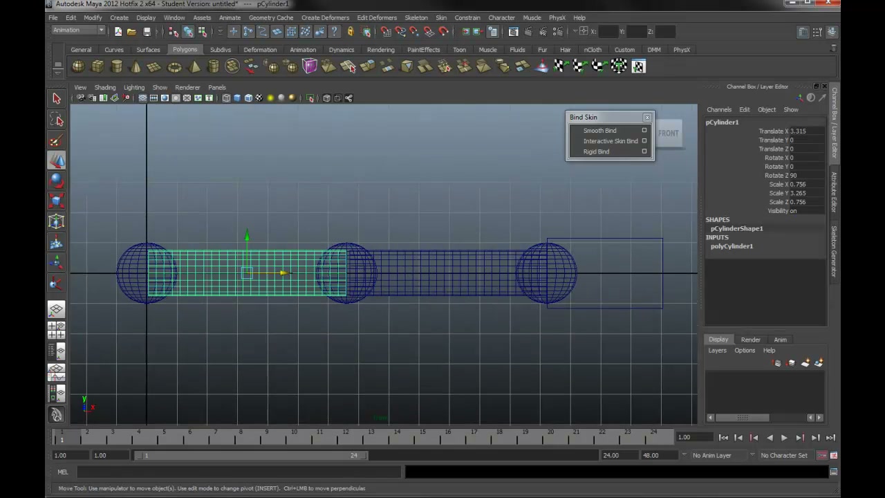 MESISE STUDIO - BIND SKIN SMOOTH and RIGID - ภาพช่วงเริ่มต้นของบทเรียน ใช้ดูบริบทของโปรเจกต์และหน้าจอโปรแกรมก่อนลงมือทำ