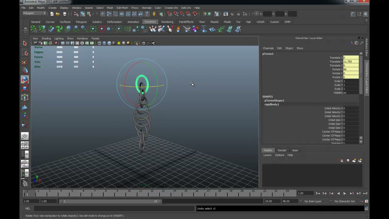 MESISE STUDIO สอนทำโซ่ด้วยโปรแกรมมายา - ตัวอย่างหน้าจอระหว่างเตรียมงานหรือเลือกส่วนที่ต้องปรับแต่งในวิดีโอ