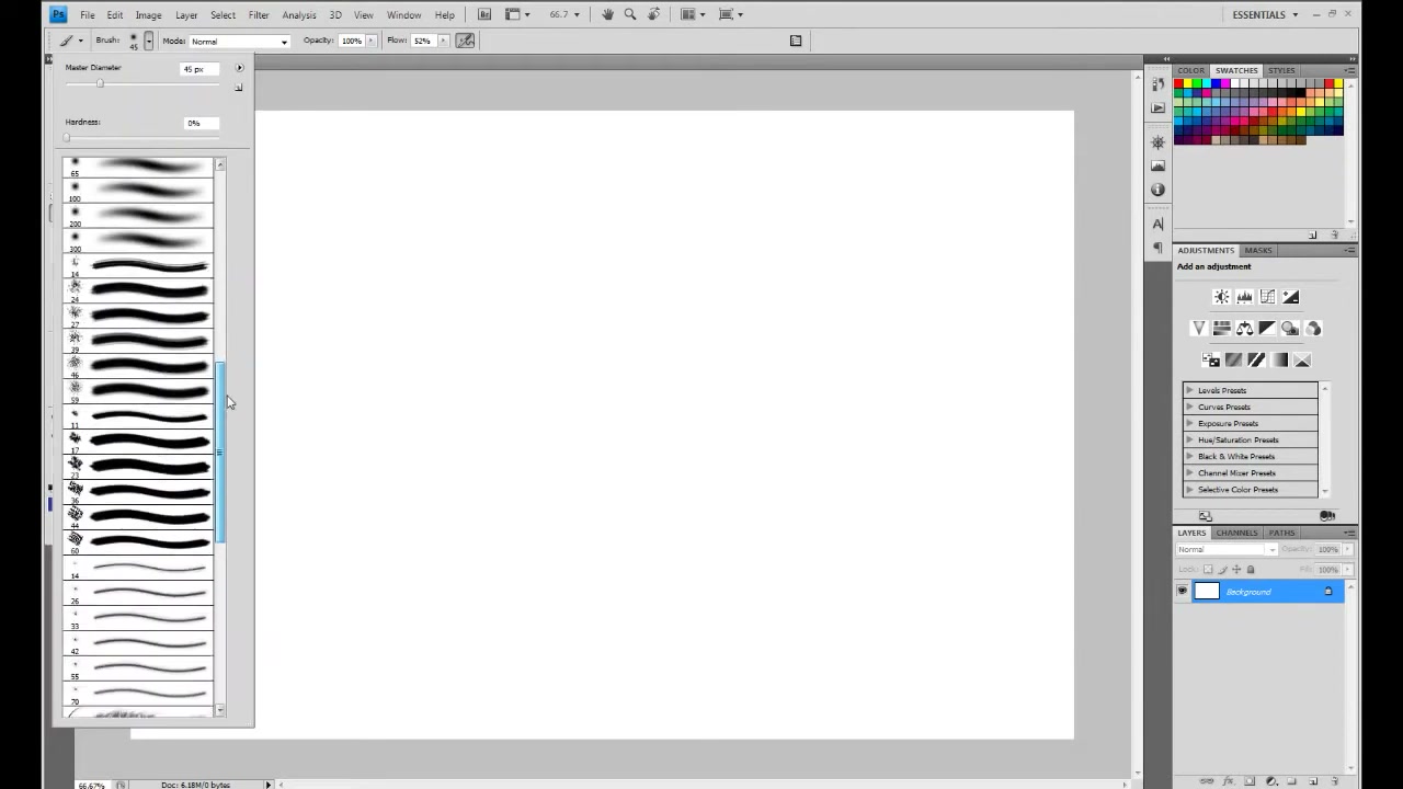 MESISE STUDIO BRUSH TEST PHOTOSHOP - ภาพช่วงเริ่มต้นของบทเรียน ใช้ดูบริบทของโปรเจกต์และหน้าจอโปรแกรมก่อนลงมือทำ
