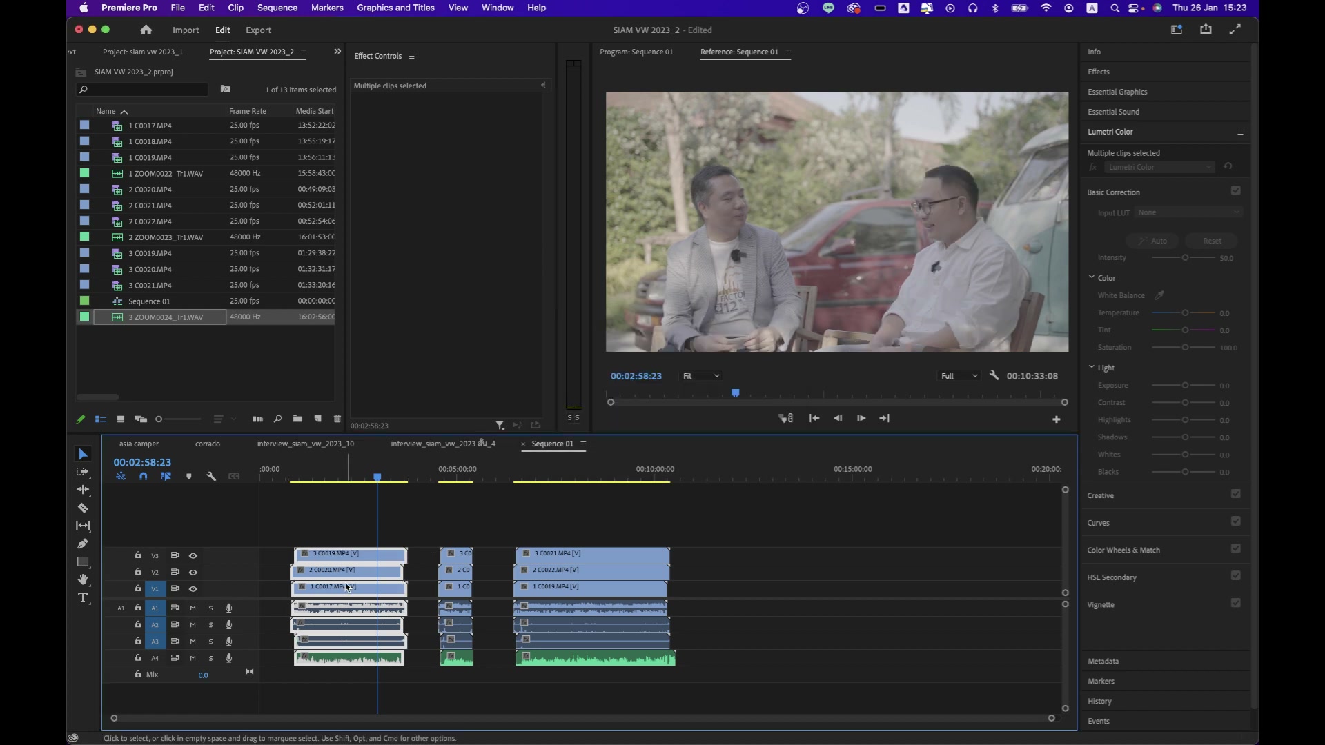 สอนเรื่อง Synchronize ในโปรแกรม Premiere pro 2023 - ภาพประกอบช่วงลงมือทำขั้นตอนหลักของบทเรียน เพื่อให้เห็นเครื่องมือและตำแหน่งที่ใช้งาน