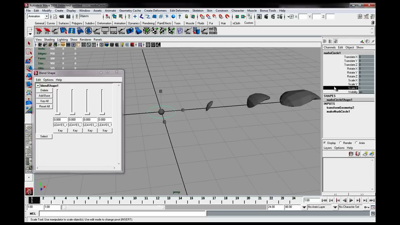 MESISE STUDIO - ทำใบไม้งอกใน MAYA 2/2 - ตัวอย่างหน้าจอระหว่างเตรียมงานหรือเลือกส่วนที่ต้องปรับแต่งในวิดีโอ