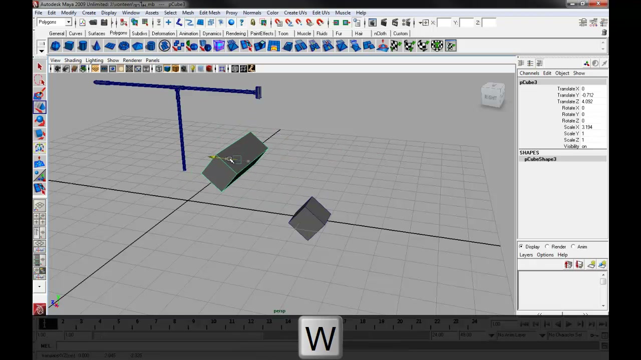 MESISE STUDIO MAYA BASIC / สอนมายา Parent และ Limit 1/4 - ตัวอย่างหน้าจอระหว่างเตรียมงานหรือเลือกส่วนที่ต้องปรับแต่งในวิดีโอ