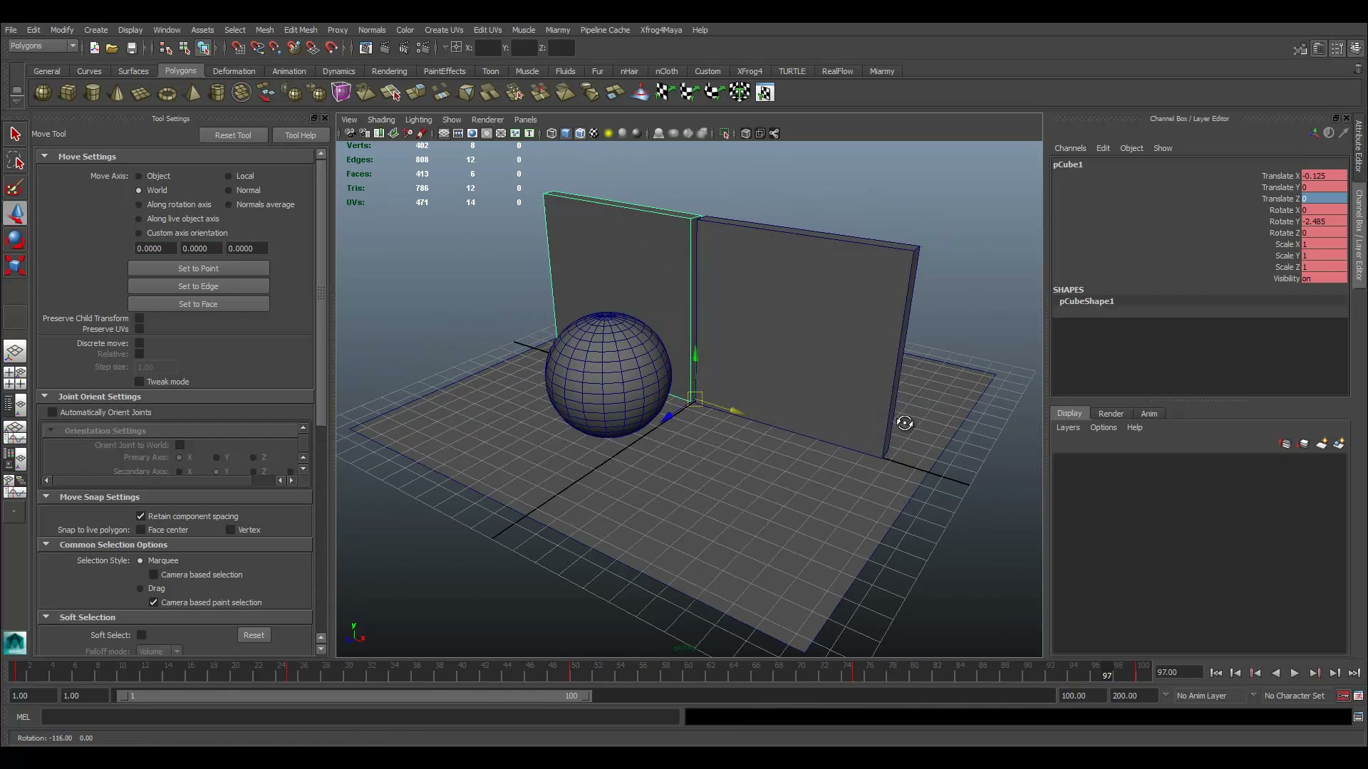 สอนทำ AR CODE EP.2 (สร้างโมเดลจาก MAYA ที่มีอนิเมชั่น) - ตัวอย่างหน้าจอระหว่างเตรียมงานหรือเลือกส่วนที่ต้องปรับแต่งในวิดีโอ