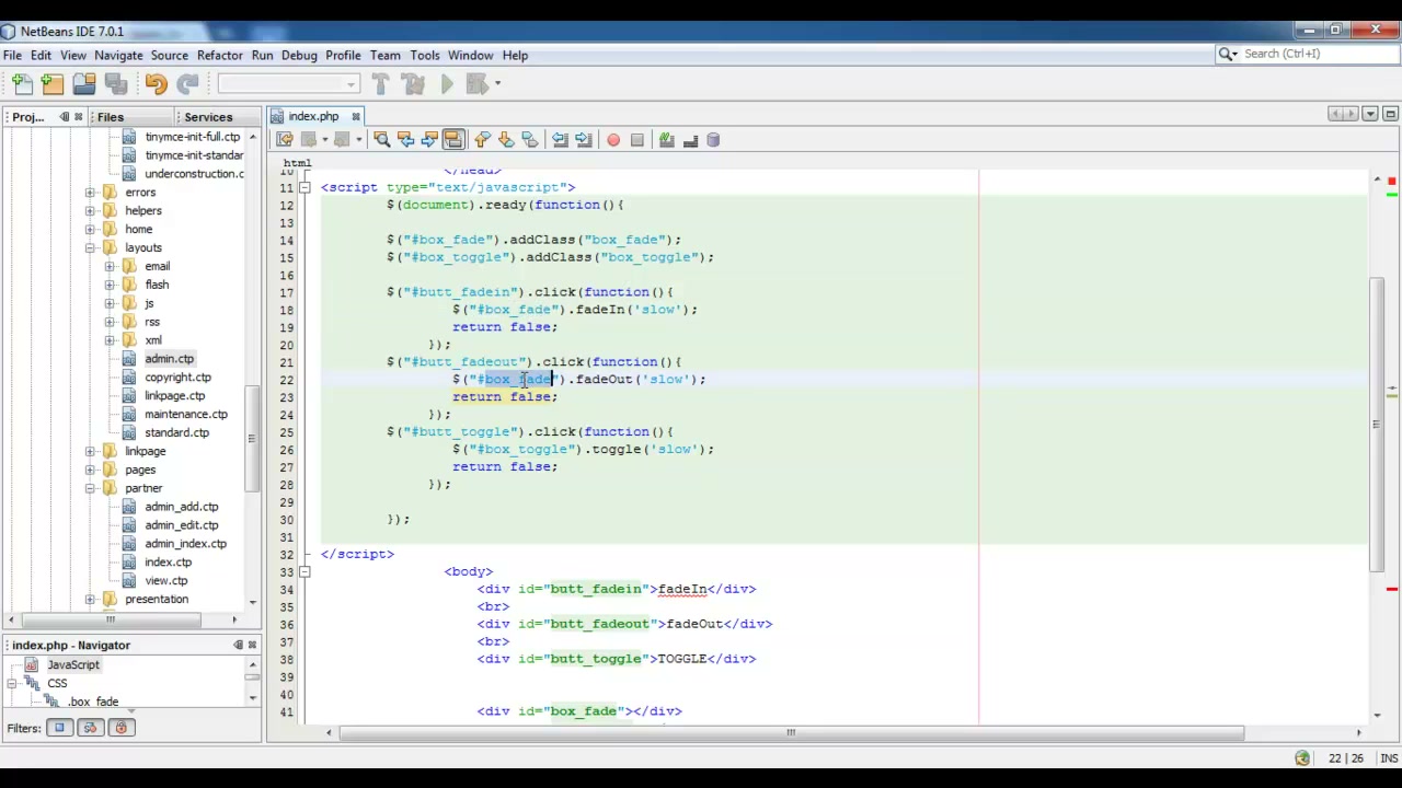 MESISE STUDIO - jquery basic 3 - ภาพประกอบช่วงลงมือทำขั้นตอนหลักของบทเรียน เพื่อให้เห็นเครื่องมือและตำแหน่งที่ใช้งาน