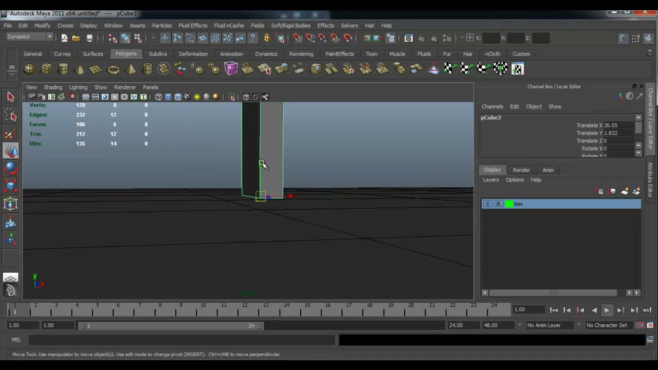 MESISE STUDIO MAYA DYNAMICS BASIC DOMINOS - ตัวอย่างหน้าจอระหว่างเตรียมงานหรือเลือกส่วนที่ต้องปรับแต่งในวิดีโอ