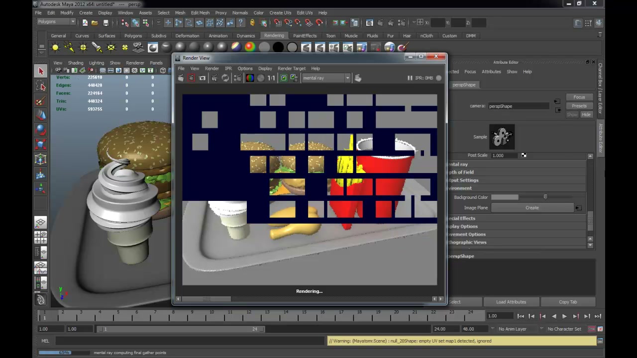 สอน Mentalray ง่าย ๆ - ตัวอย่างหน้าจอระหว่างเตรียมงานหรือเลือกส่วนที่ต้องปรับแต่งในวิดีโอ
