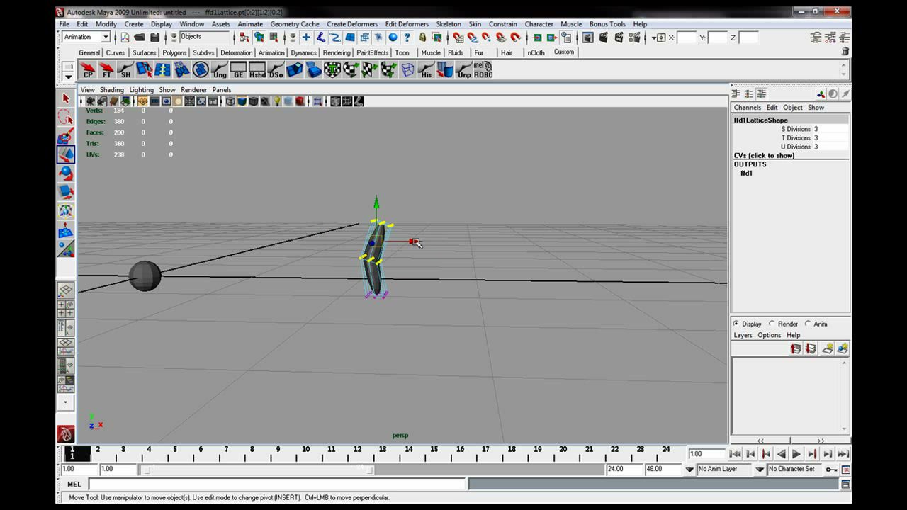 MESISE STUDIO - ทำใบไม้งอกใน MAYA 1/2 - ตัวอย่างหน้าจอระหว่างเตรียมงานหรือเลือกส่วนที่ต้องปรับแต่งในวิดีโอ