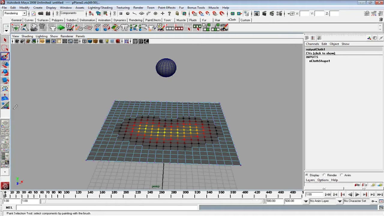 MESISE STUDIO - ทำผ้าขาดใน maya - ตัวอย่างหน้าจอระหว่างเตรียมงานหรือเลือกส่วนที่ต้องปรับแต่งในวิดีโอ