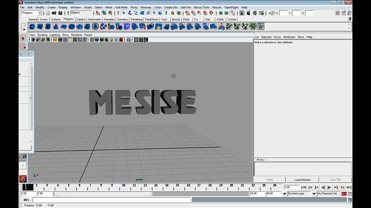 MESISE STUDIO - TEXT MAYA - ภาพประกอบช่วงลงมือทำขั้นตอนหลักของบทเรียน เพื่อให้เห็นเครื่องมือและตำแหน่งที่ใช้งาน