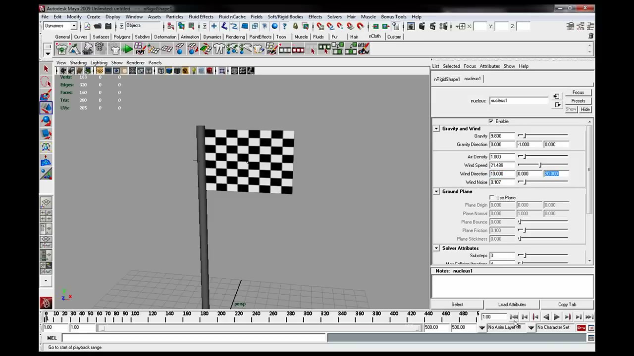 MESISE STUDIO ทำธงใน MAYA - ภาพประกอบช่วงลงมือทำขั้นตอนหลักของบทเรียน เพื่อให้เห็นเครื่องมือและตำแหน่งที่ใช้งาน