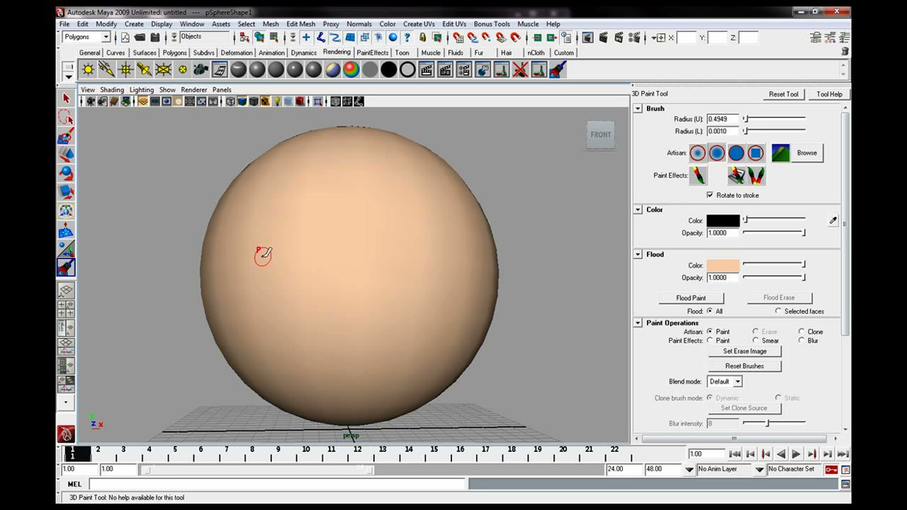 MESISE STUDIO - MAYA paint texture basic - ภาพประกอบช่วงลงมือทำขั้นตอนหลักของบทเรียน เพื่อให้เห็นเครื่องมือและตำแหน่งที่ใช้งาน
