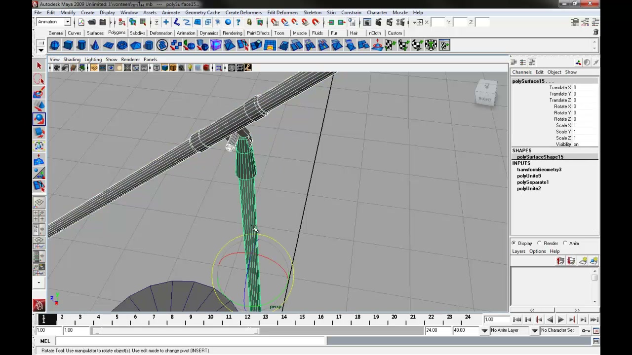 MESISE STUDIO MAYA BASIC / สอนมายา Parent และ Limit 2/4 - ตัวอย่างหน้าจอระหว่างเตรียมงานหรือเลือกส่วนที่ต้องปรับแต่งในวิดีโอ