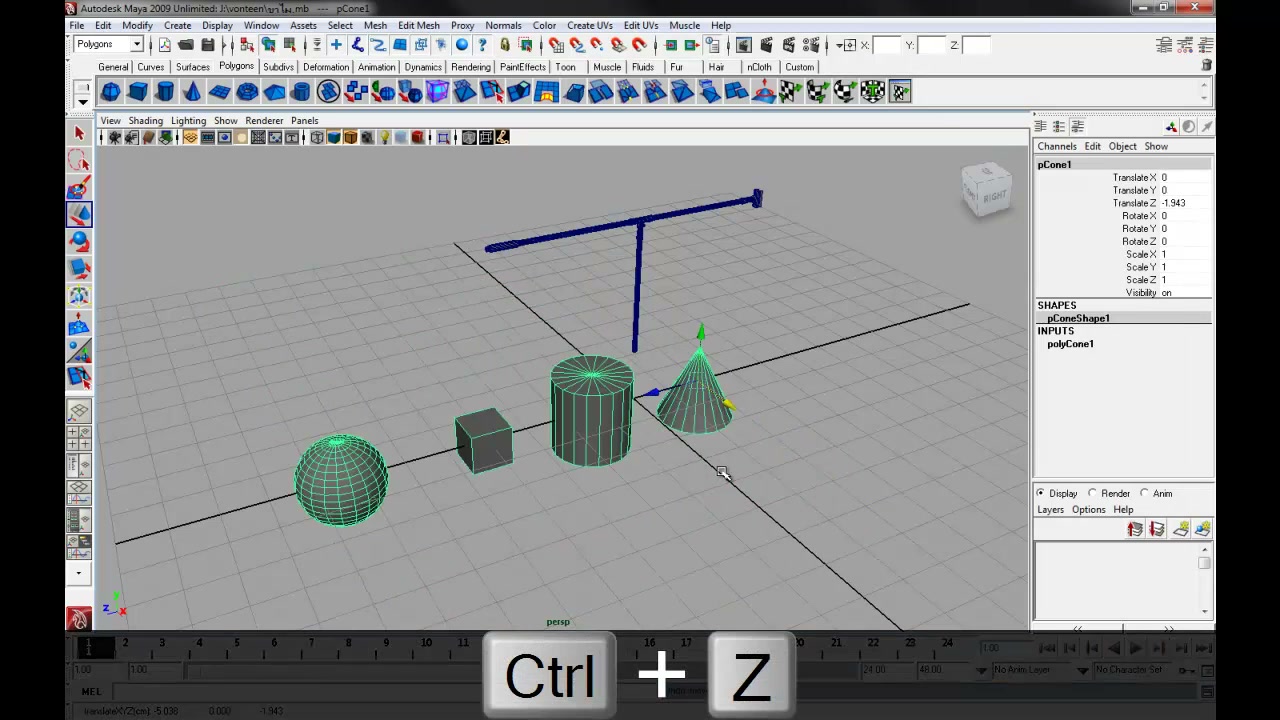 MESISE STUDIO MAYA BASIC / สอนมายา Parent และ Limit 1/4 - ภาพประกอบช่วงลงมือทำขั้นตอนหลักของบทเรียน เพื่อให้เห็นเครื่องมือและตำแหน่งที่ใช้งาน