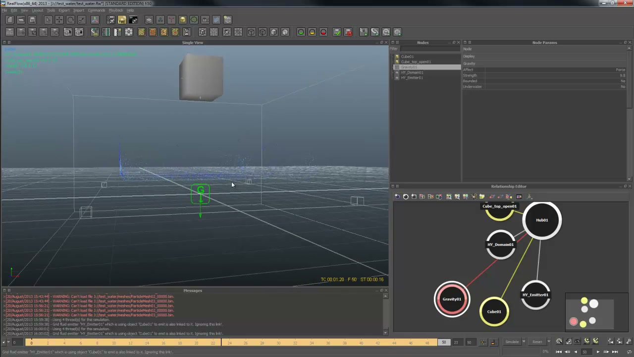 สอน RealFLow เรื่อง Domain , Emitter , Foam และ Splash - ภาพช่วงเริ่มต้นของบทเรียน ใช้ดูบริบทของโปรเจกต์และหน้าจอโปรแกรมก่อนลงมือทำ