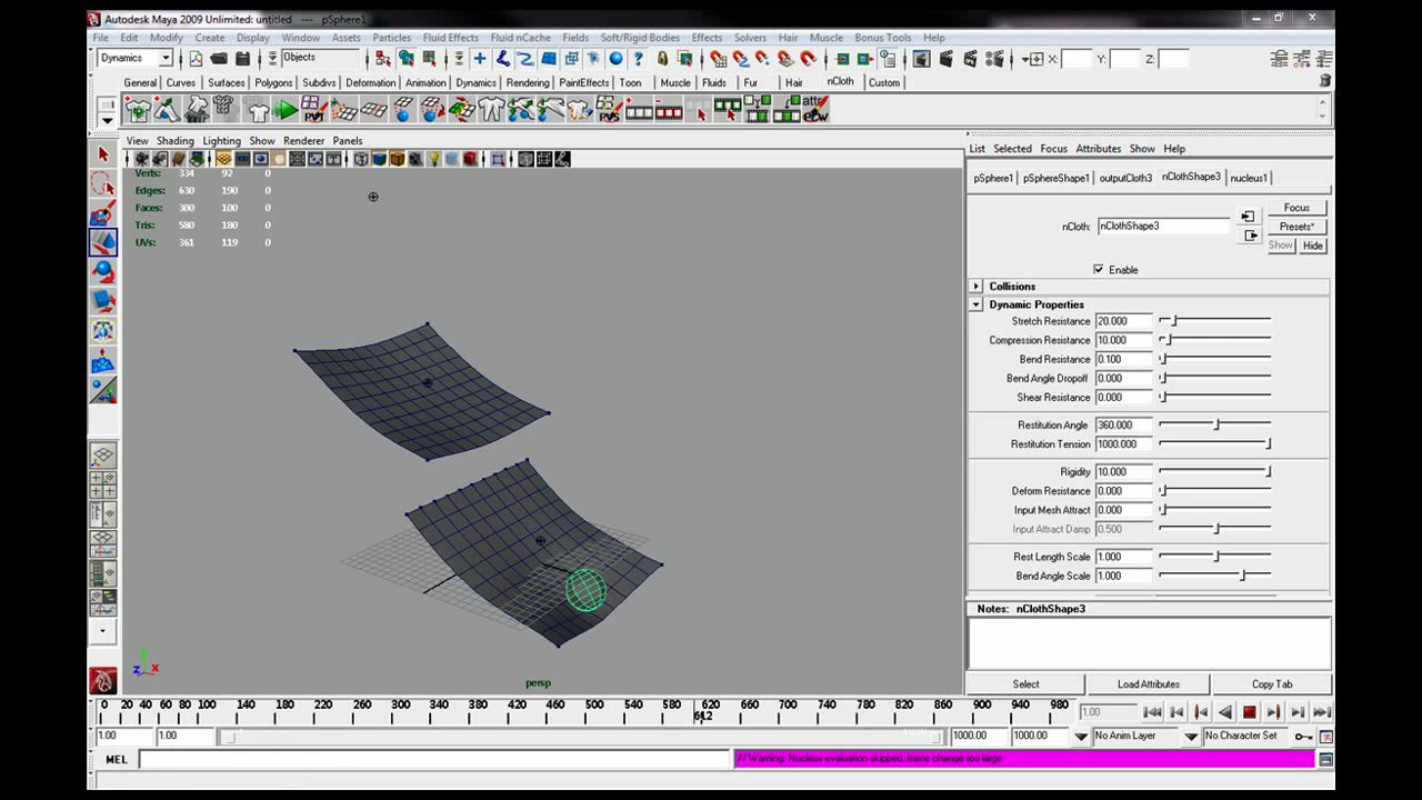 MESISE STUDIO ทำลูกบอลตกลงบนผ้าใน MAYA - ภาพช่วงตรวจผลลัพธ์หรือเตรียมนำงานไปใช้งานต่อหลังทำตามขั้นตอนเสร็จ
