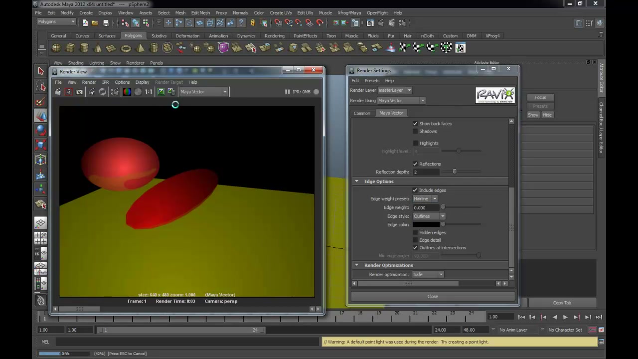 Maya Vector - ภาพประกอบช่วงลงมือทำขั้นตอนหลักของบทเรียน เพื่อให้เห็นเครื่องมือและตำแหน่งที่ใช้งาน
