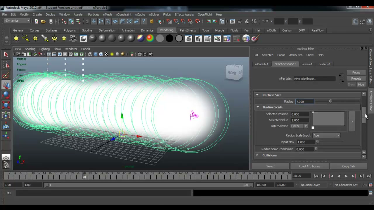 smoke nParticles - maya - ตัวอย่างหน้าจอระหว่างเตรียมงานหรือเลือกส่วนที่ต้องปรับแต่งในวิดีโอ