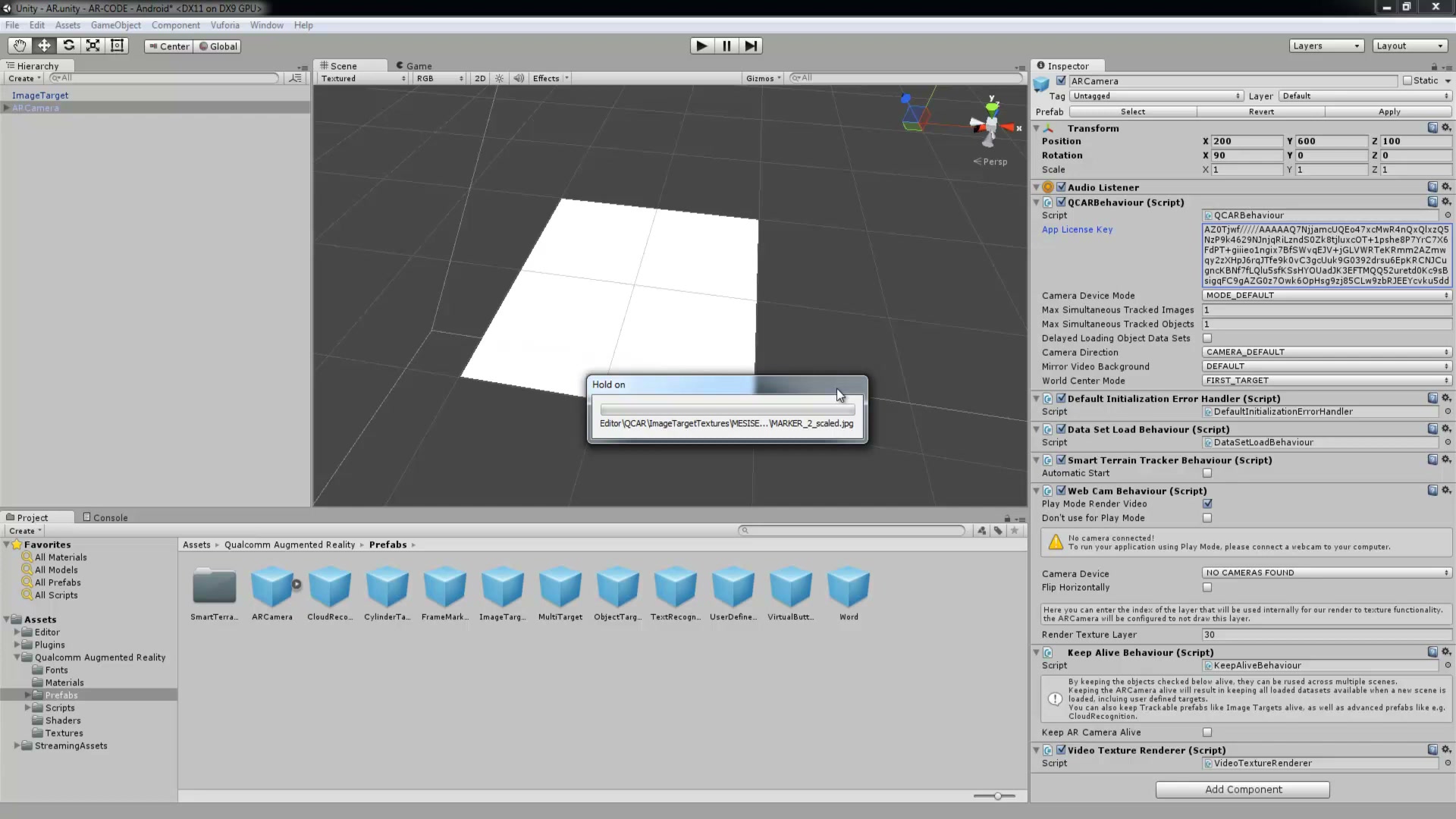 สอน AR CODE ด้วย VUFORIA - ภาพช่วงเริ่มต้นของบทเรียน ใช้ดูบริบทของโปรเจกต์และหน้าจอโปรแกรมก่อนลงมือทำ