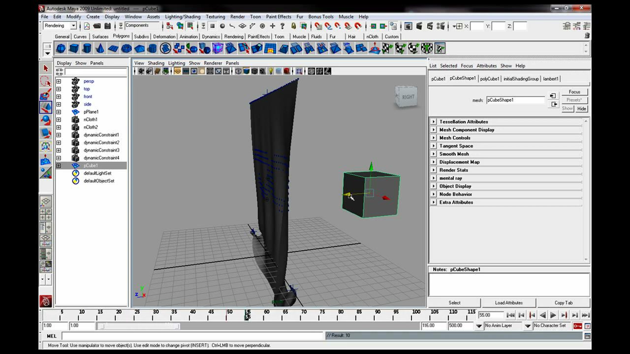 MESISE STUDIO ทำผ้าขาดโดยวัตถุ MAYA - ภาพประกอบช่วงลงมือทำขั้นตอนหลักของบทเรียน เพื่อให้เห็นเครื่องมือและตำแหน่งที่ใช้งาน