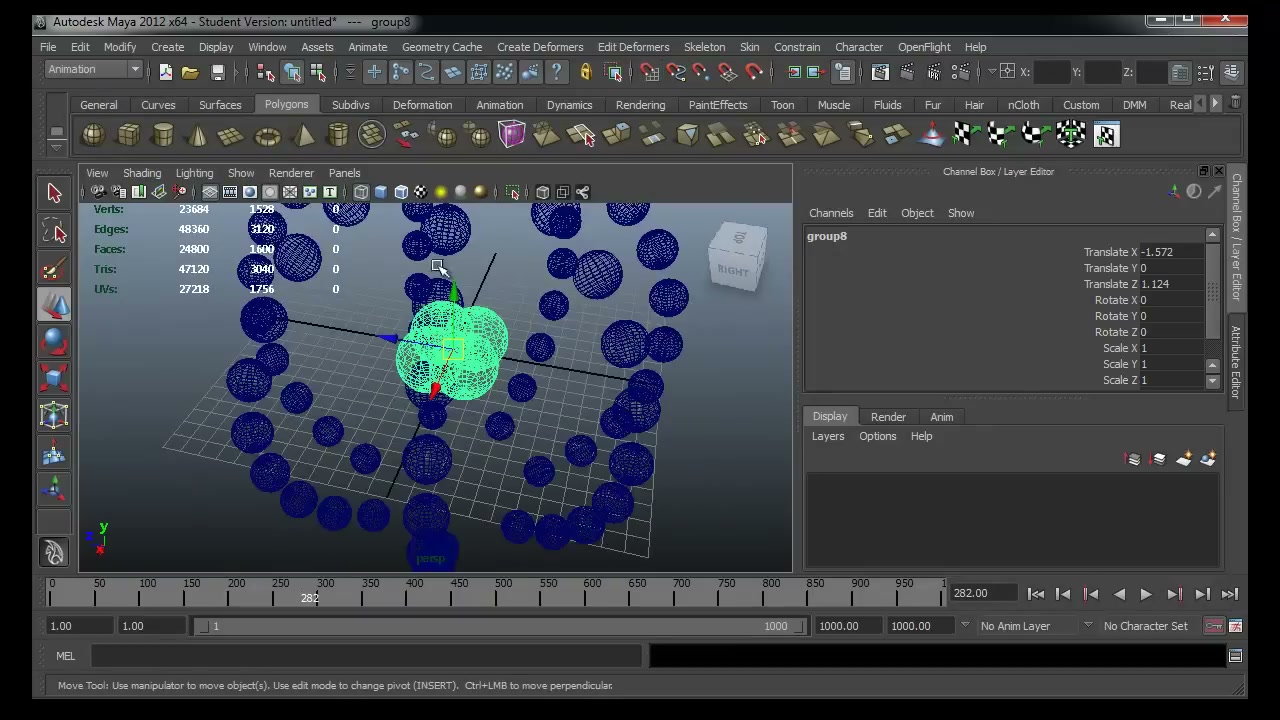 MAYA - Duplicate Special AND Graph Editor - ภาพประกอบช่วงลงมือทำขั้นตอนหลักของบทเรียน เพื่อให้เห็นเครื่องมือและตำแหน่งที่ใช้งาน