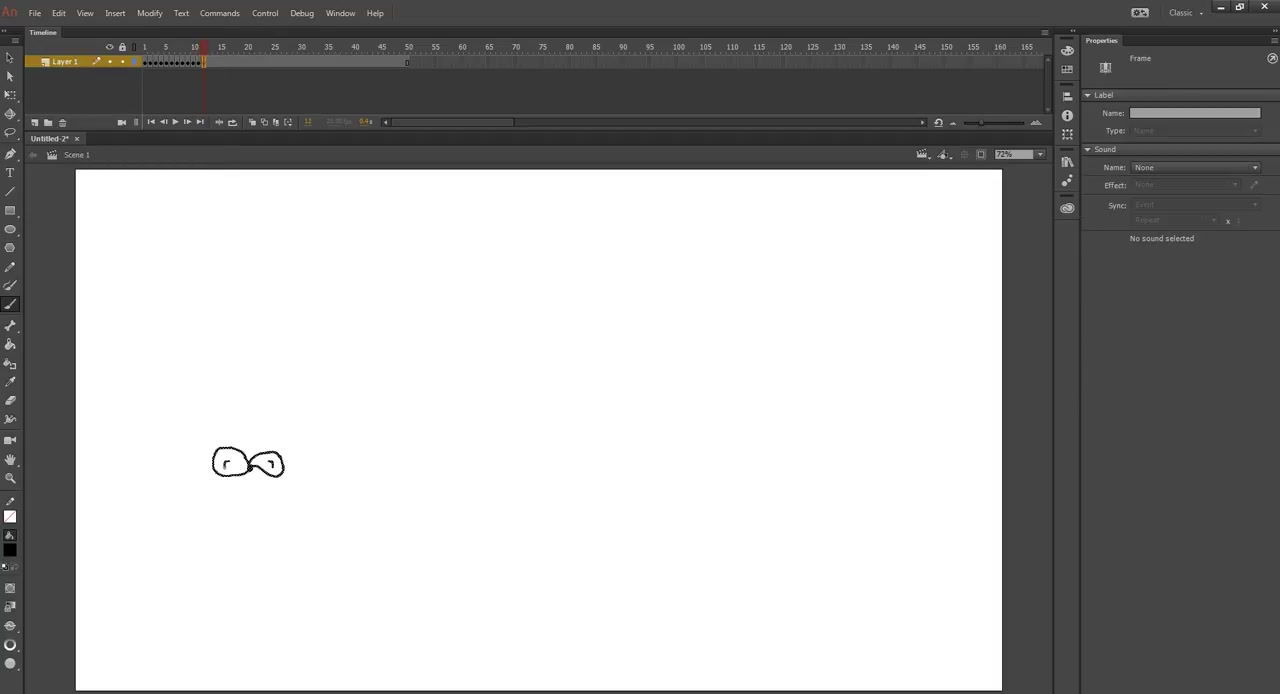 สอน ADOBE ANIMATE CC 2017 เฟรม ต่อ เฟรม - ภาพช่วงเริ่มต้นของบทเรียน ใช้ดูบริบทของโปรเจกต์และหน้าจอโปรแกรมก่อนลงมือทำ