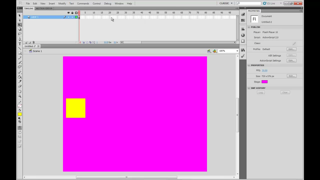 MESISE STUDIO FLASH BASIC 1 โดยพี่เกริก - ภาพช่วงเริ่มต้นของบทเรียน ใช้ดูบริบทของโปรเจกต์และหน้าจอโปรแกรมก่อนลงมือทำ