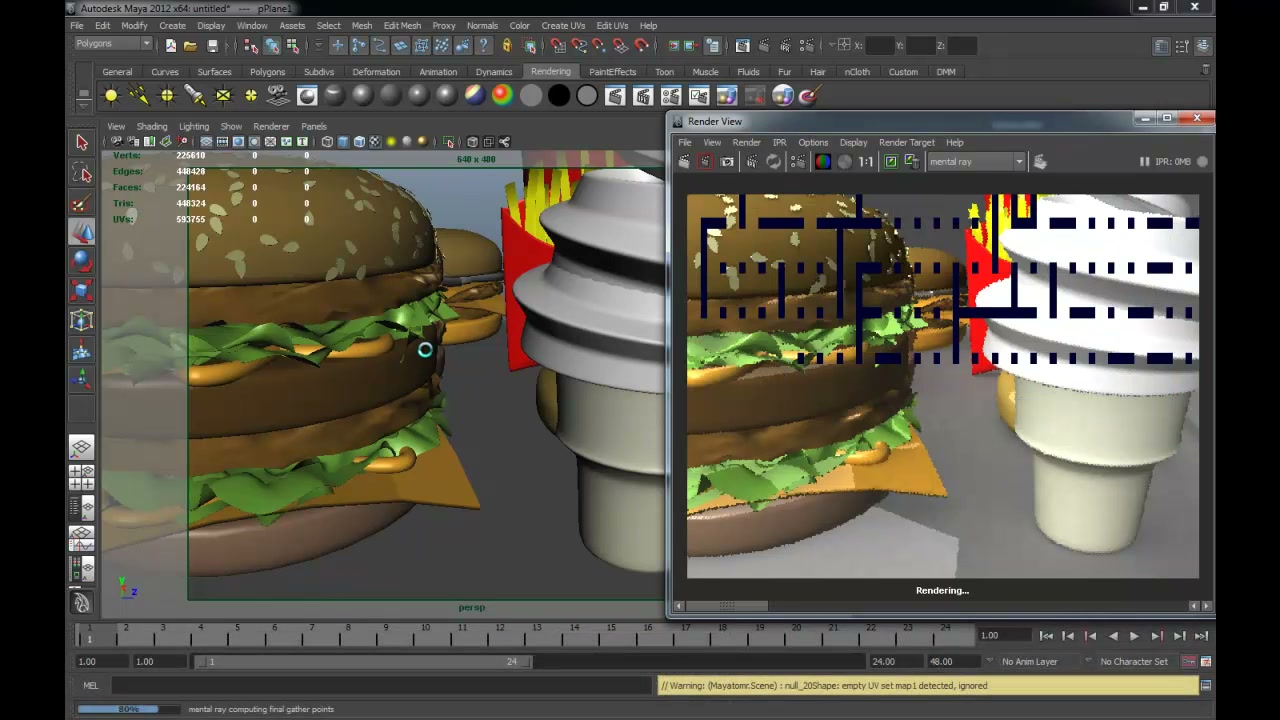 สอน Mentalray ง่าย ๆ - ภาพประกอบช่วงลงมือทำขั้นตอนหลักของบทเรียน เพื่อให้เห็นเครื่องมือและตำแหน่งที่ใช้งาน