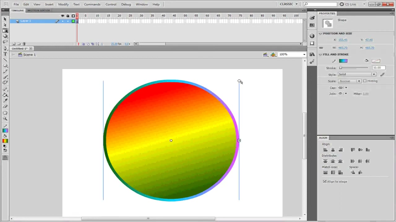 MESISE STUDIO - FLASH 2D BASIC 2 - 1/2 - ภาพประกอบช่วงลงมือทำขั้นตอนหลักของบทเรียน เพื่อให้เห็นเครื่องมือและตำแหน่งที่ใช้งาน