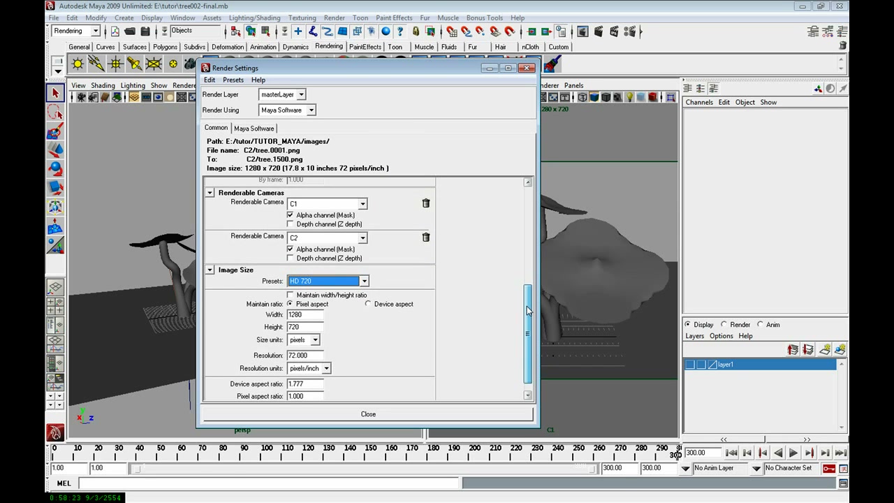 MESISE STUDIO render maya , set camera - ภาพประกอบช่วงลงมือทำขั้นตอนหลักของบทเรียน เพื่อให้เห็นเครื่องมือและตำแหน่งที่ใช้งาน