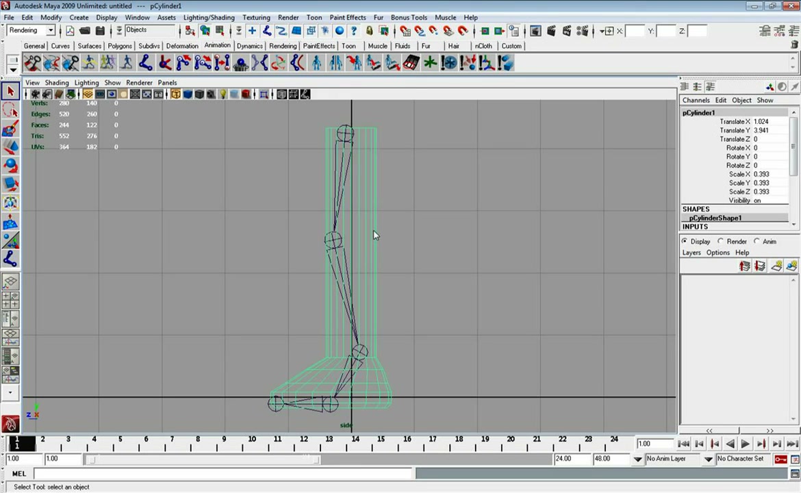 MESISE STUDIO สอนการเซ็ทกระดูกคน MAYA 1/4 - ภาพประกอบช่วงลงมือทำขั้นตอนหลักของบทเรียน เพื่อให้เห็นเครื่องมือและตำแหน่งที่ใช้งาน