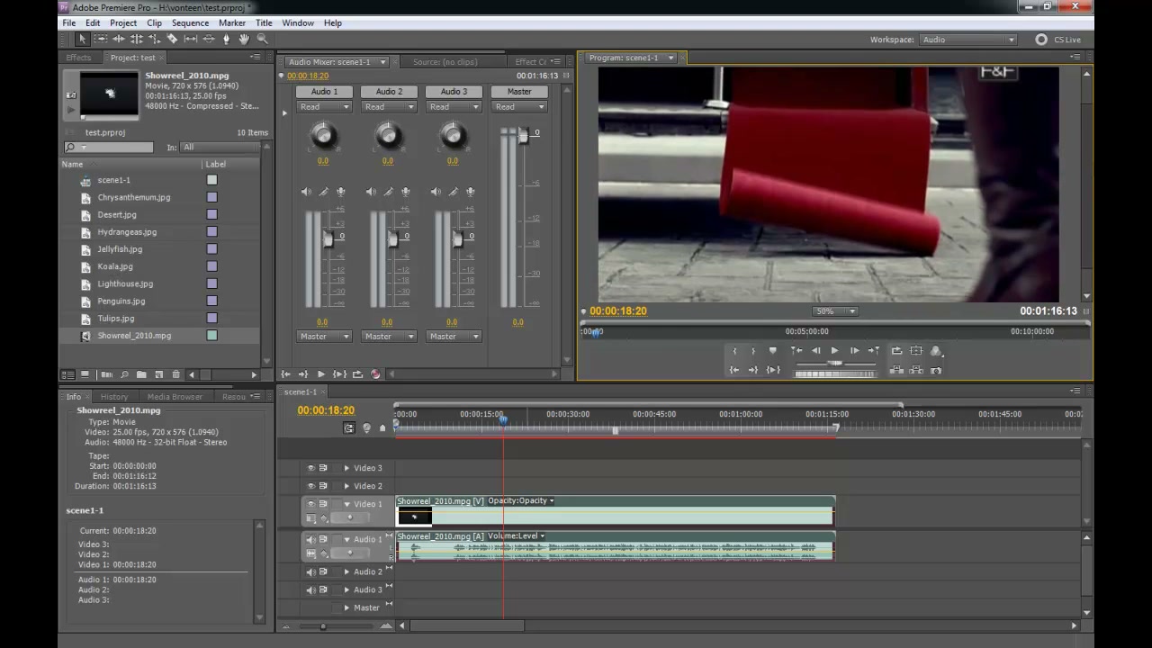 พื้นฐานการใช้ Premiere Pro - ตัวอย่างหน้าจอระหว่างเตรียมงานหรือเลือกส่วนที่ต้องปรับแต่งในวิดีโอ
