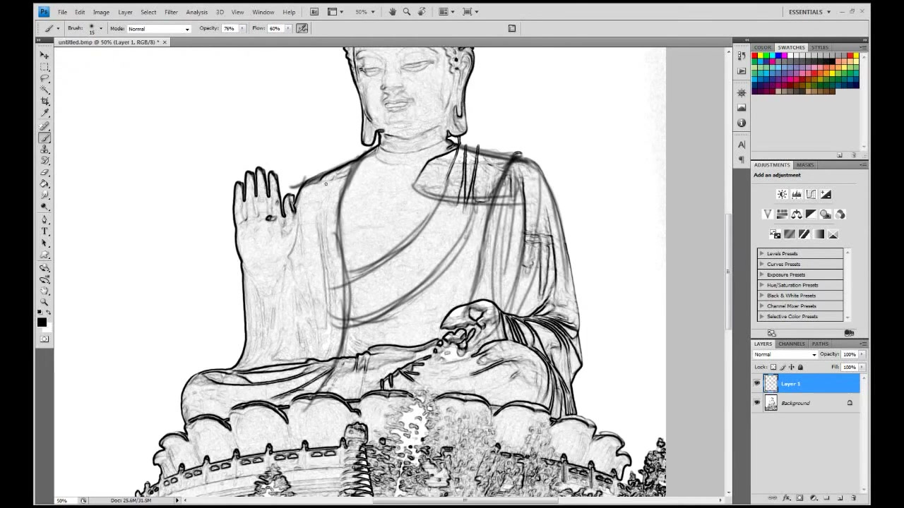 MESISE STUDIO SKETCH PHOTOSHOP - ตัวอย่างหน้าจอระหว่างเตรียมงานหรือเลือกส่วนที่ต้องปรับแต่งในวิดีโอ