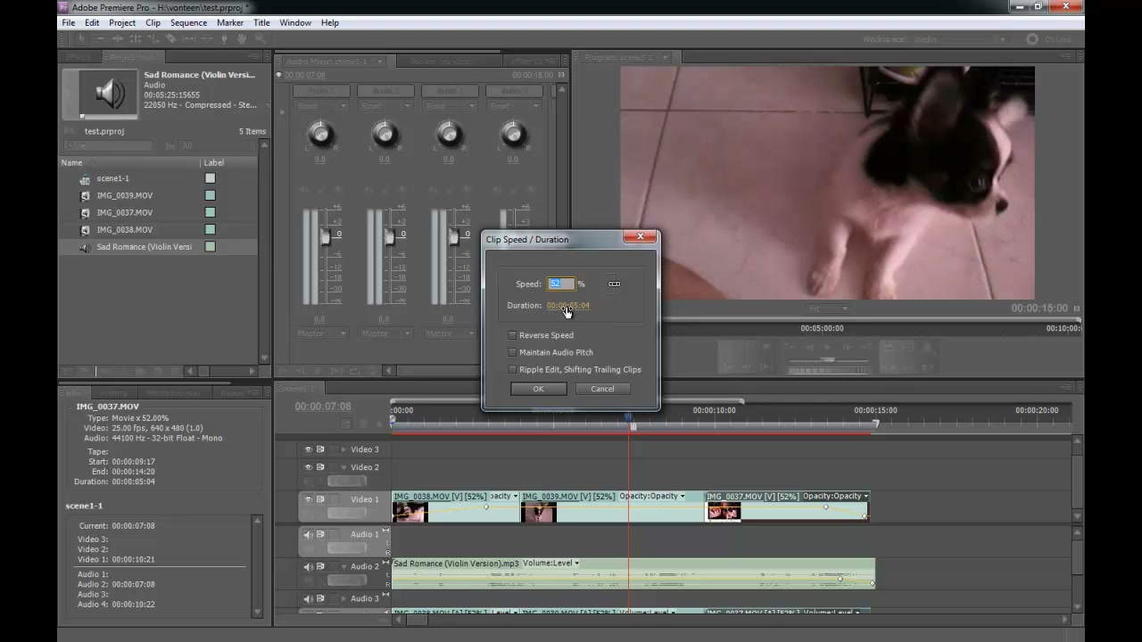 การยืดVDOในPremiere Pro - ภาพช่วงตรวจผลลัพธ์หรือเตรียมนำงานไปใช้งานต่อหลังทำตามขั้นตอนเสร็จ