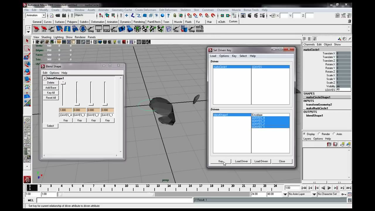 MESISE STUDIO - ทำใบไม้งอกใน MAYA 2/2 - ภาพช่วงตรวจผลลัพธ์หรือเตรียมนำงานไปใช้งานต่อหลังทำตามขั้นตอนเสร็จ