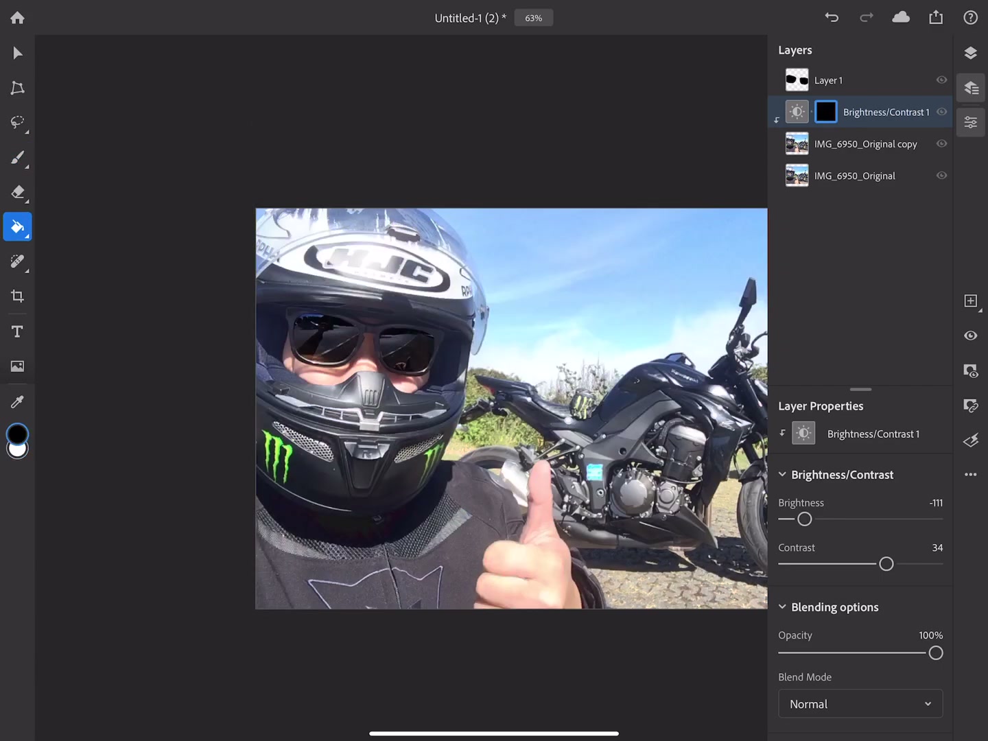 รีวิว Adobe Photoshop iPad แบบเริ่มต้น - ตัวอย่างหน้าจอระหว่างเตรียมงานหรือเลือกส่วนที่ต้องปรับแต่งในวิดีโอ