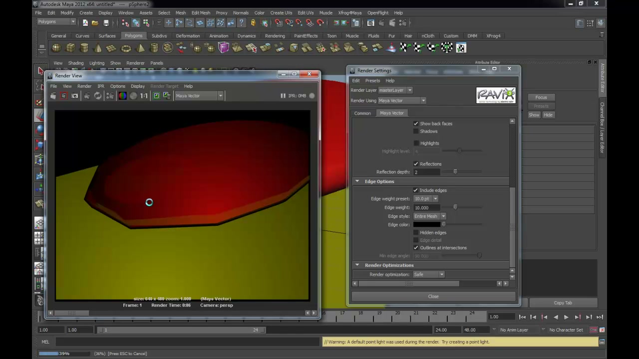 Maya Vector - ภาพช่วงตรวจผลลัพธ์หรือเตรียมนำงานไปใช้งานต่อหลังทำตามขั้นตอนเสร็จ